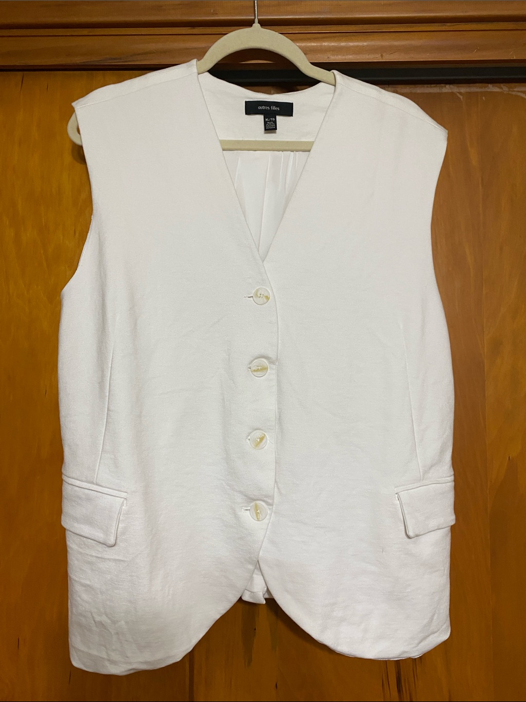 Autre Filles Ecru Ivory Vest Lined Neutral Relaxed Coastal Beach Party Event Day